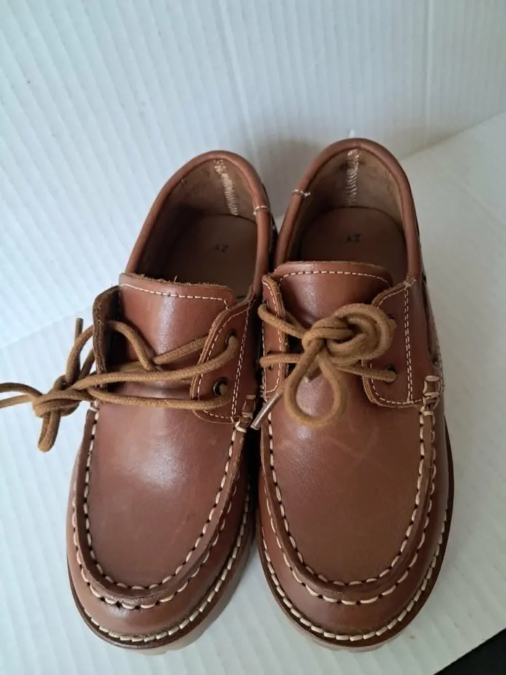 Zippy Boys Chunky Sole Boat Shoes Brown Leather Size 11 Casual Loafers